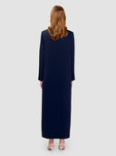 Ohood Long Jacket Abaya - Dark Blue