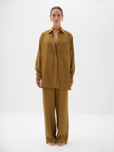 Nazli satin Pants - Olive