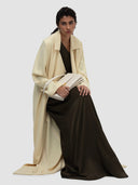 Wafa Long Trench Abaya - Soft Yellow