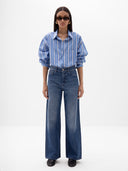 Jennifer Oversized Striped Shirt - Blue & White