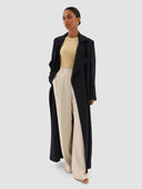 Wafa Long Trench Abaya - Dark Blue