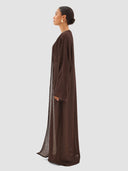 Hind Long Cardigan Abaya - Ash Brown