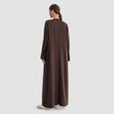 Lena Long Trench Abaya - Brown
