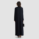 Lena Long Trench Abaya - Dark Blue