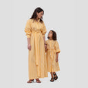 Lina Shirt Dress (Kids) - Yellow / White Stripes