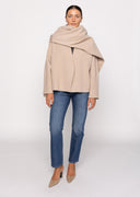 Tamuna Short Coat & Scarf - Beige