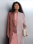 Hend Long Blazer Abaya - Rosewood & Soft Pink