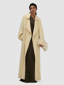 Wafa Long Trench Abaya - Soft Yellow