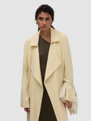 Wafa Long Trench Abaya - Soft Yellow