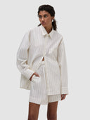Maya Shirt - White/Black Pinstripe