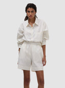 Maya Shorts - White/Black Pinstripe