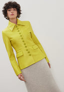 Camila Leather Fitted Blazer - Neon Yellow
