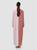 Hend Long Blazer Abaya - Rosewood & Soft Pink