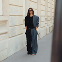 Zelda Trousers - Two-Tone Black & Grey Pinstripe