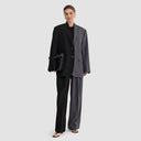 Zelda Blazer - Two-Tone Black & Grey Pinstripe