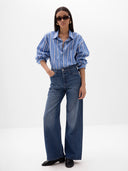 Jennifer Oversized Striped Shirt - Blue & White