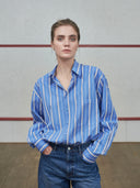 Jennifer Oversized Striped Shirt - Blue & White