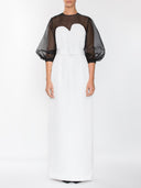 Two Tone Fitted Gown - White & Black