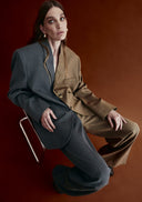 Zelda Two Tone Trousers - Grey & Brown