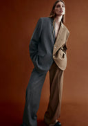 Zelda Two Tone Trousers - Grey & Brown