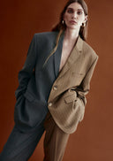 Zelda Two Tone Trousers - Grey & Brown
