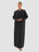 Rawan Long Blazer Abaya - Black
