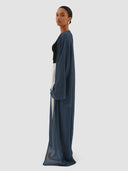 Hind Long Cardigan Abaya - Night Blue