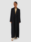 Wafa Long Trench Abaya - Dark Blue