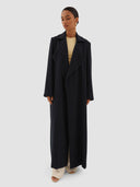 Wafa Long Trench Abaya - Dark Blue