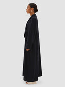Wafa Long Trench Abaya - Dark Blue