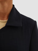 Wafa Long Trench Abaya - Dark Blue