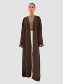 Hind Long Cardigan Abaya - Ash Brown