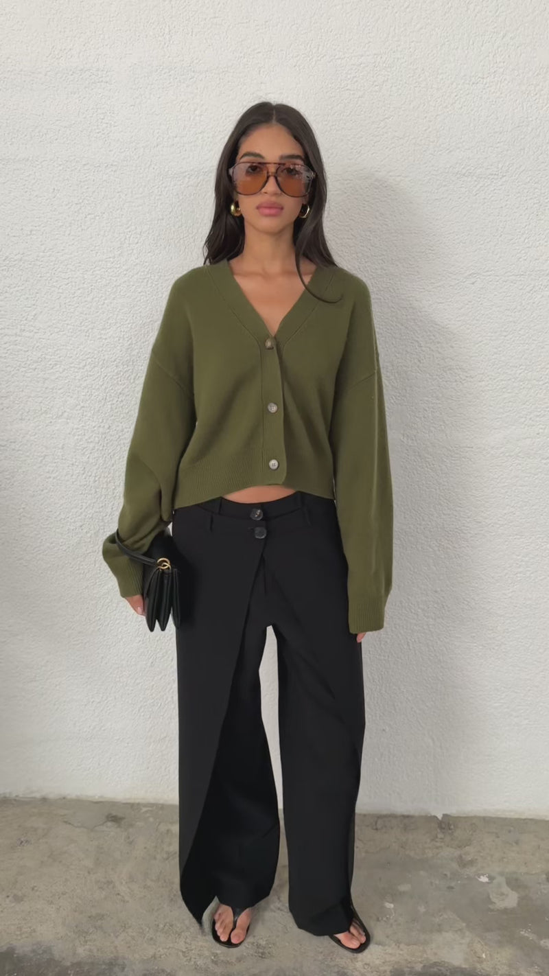 Myo Cashmere Cardigan - Olive Green